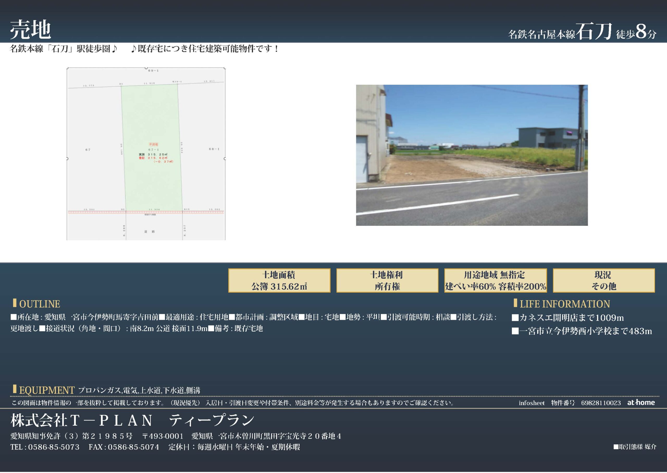 ⼀宮市今伊勢町売地